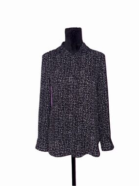 Mossimo XS Black & White Print Button Down Shirt Lightweight Career Blouse